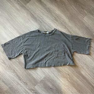 Joah Brown Gray Cropped Pocket Tee